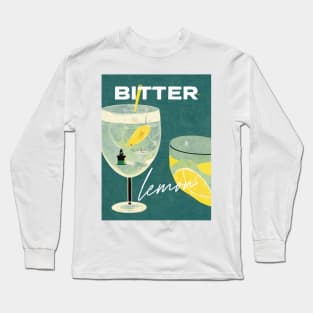 Bitter Lemon Retro Poster Lighthouse Bar Prints, Vintage Drinks, Recipe, Wall Art Long Sleeve T-Shirt